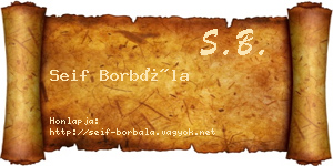 Seif Borbála névjegykártya